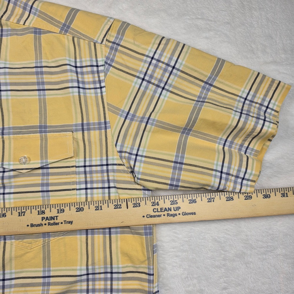 Roper Button Down Shirt Mens Large Yellow Plaid Short Sleeve Excellent Western - Picture 5 of 8